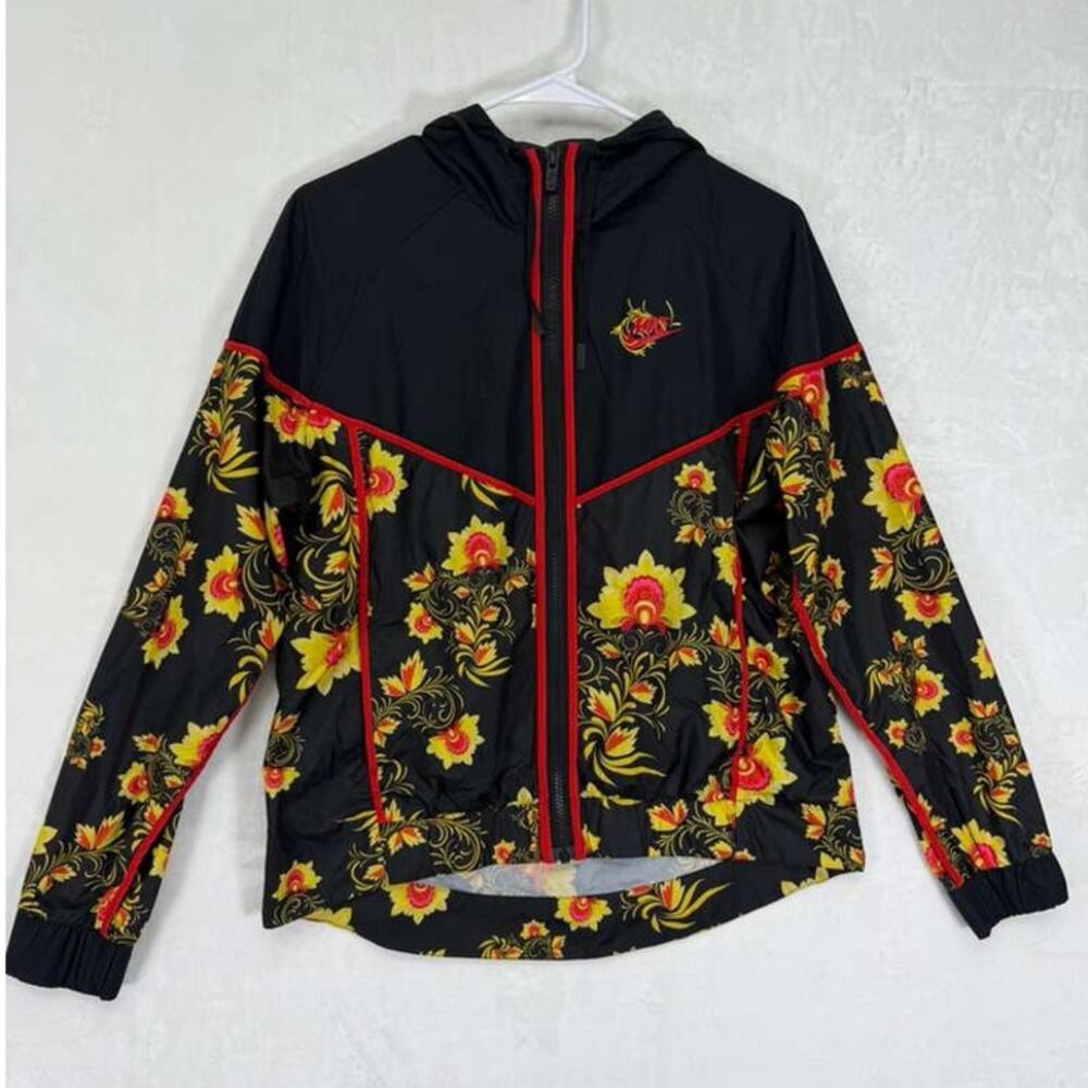 Nike Sportswear Windrunner Women's Printed Jacket Gym Casual Black/Yellow/Red M - Picture 2 of 14